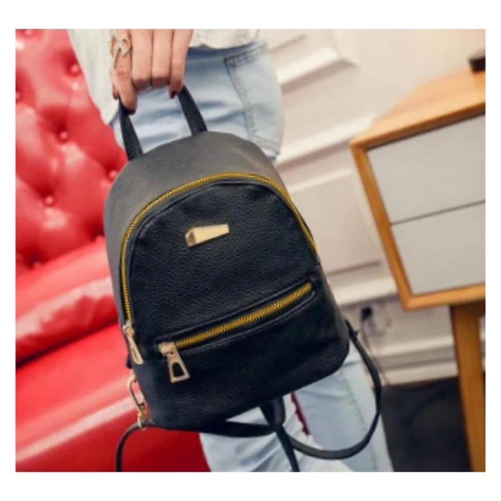 Flash Sale Backpack Black PU Leather Mini Backpack/Shoulder Bag